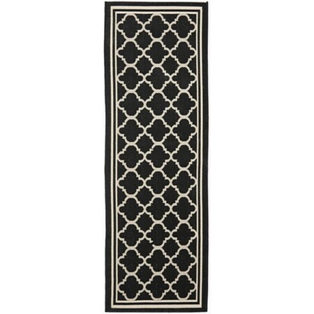 Safavieh 2 Ft. -4 In. X 6 Ft. -7 In. Runner Indoor-Outdoor Courtyard- Black And Beige- Machine Made Rug CY6918-226-27